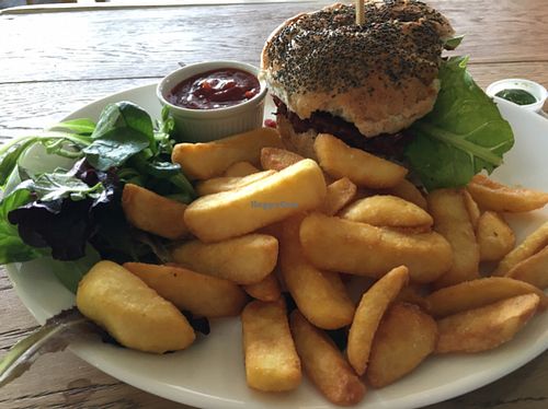 Burger and Chips at Campbell's Canal Cafe in North West London