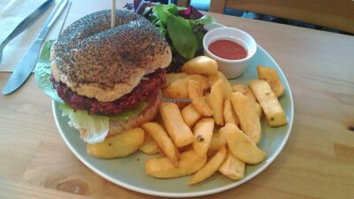 Veggie Burger at Campbell's Canal Cafe in North West London