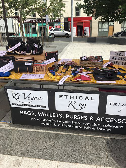 Recycled vegan accessories  at Sneinton Vegan Market in Nottingham