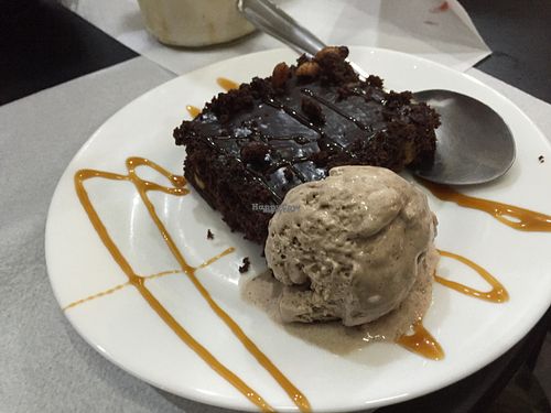 Brownie with ice cream at Salad Days in Sao Paulo