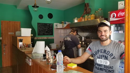 The counter at FalafeLand in Santorini