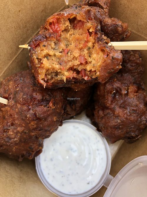 Tomato balls at FalafeLand in Santorini