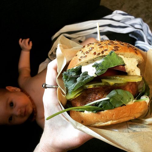 Beyond meat burger  at The Beginnings - Kr.Barona Iela in Riga