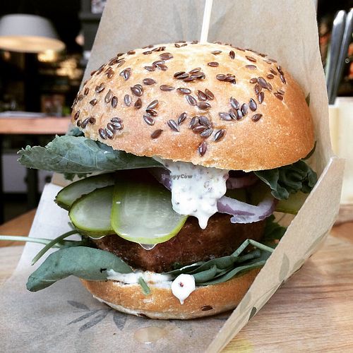 Beyond meat burger  at The Beginnings - Kr.Barona Iela in Riga