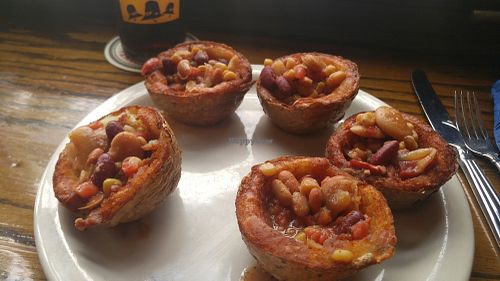 Vegan potato skins with chili  at MacNiven's Restaurant and Bar in Indianapolis