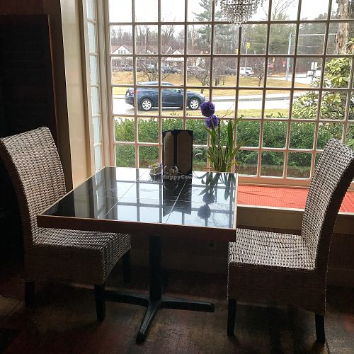 Front window at The Thai Place in Sturbridge