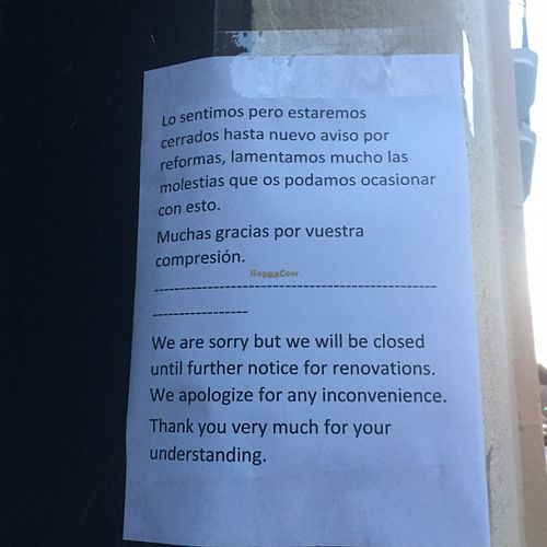 closed until further notice at El Maderal in Barcelona