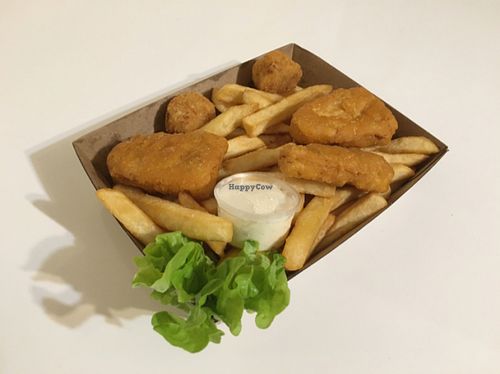 vegan fish basket at Swampdog Fish and Chips in Brisbane