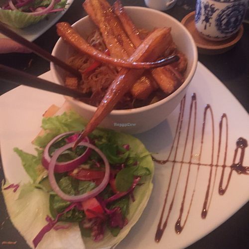 the noodle dish!! yum!  at Voltaire in Bangor