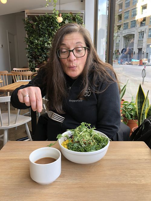 C with her Breakfast Bowl  at Kupfert & Kim - Spadina in Toronto