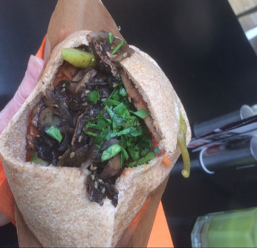half and half pitta with extra mushroom  at Humpit in Sheffield