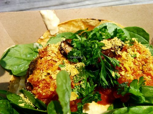 Paulie - Italian style falafel taco with spinach
 at Falacos - Food Truck in Houston