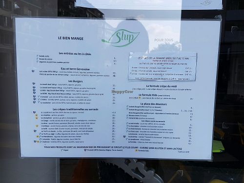 Menu at Slup in Geneva