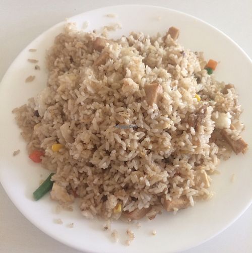 Vegan fried rice with tofu at Loving Hut in Fresno