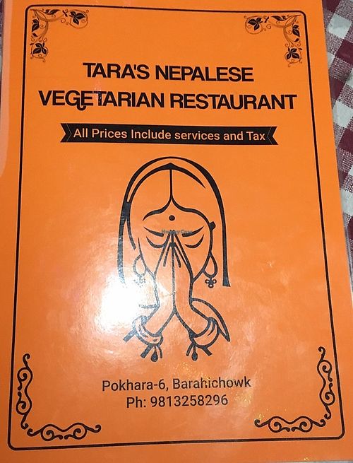 Menu cover  at Tara's Vegetarian Restaurant in Pokhara