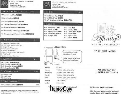 Affinity Hamilton Menu Side 1 at Affinity in Hamilton