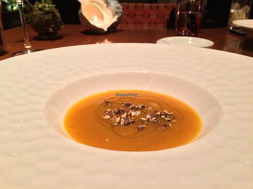 Apple and pumpkin soup with nuts. at Sankara Hotel and Spa in Yakushima