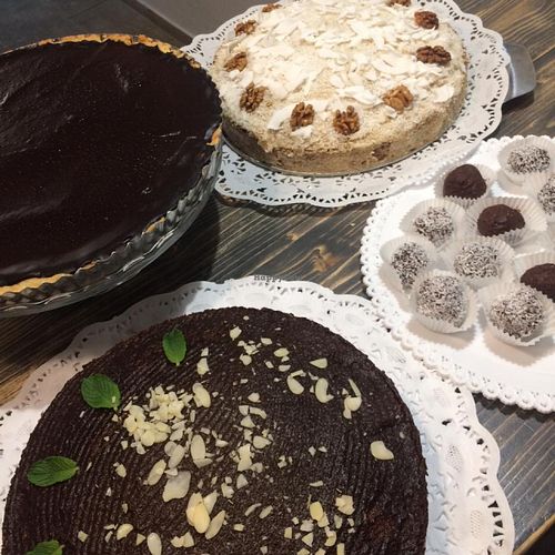 sugar and gluten free cakes  at MoMo Veg Cafe  in Prague