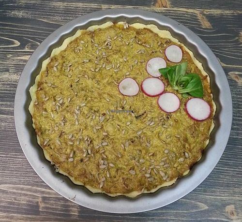 vegan cheese and onion quiche  at MoMo Veg Cafe  in Prague