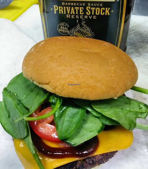 Green Love burger with spinach & vegan cheese. at Green Love Kitchen in Lithonia