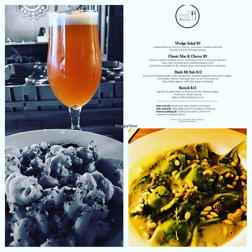 Menu and dishes at Of Roots and Blooms - Pop-up in Portland