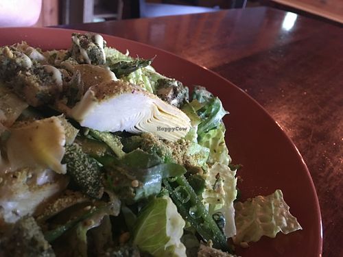 Caeser with avo dreads in, mint pesto croutons  at Of Roots and Blooms - Pop-up in Portland
