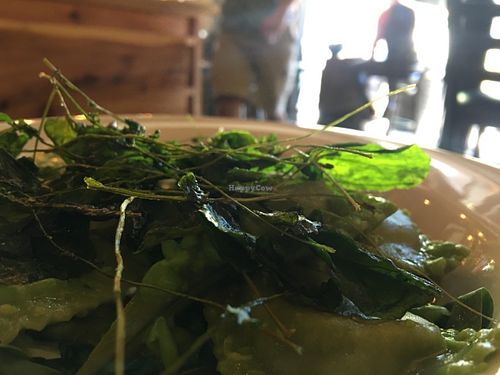 Homemade spinach ravioli with watercress at Of Roots and Blooms - Pop-up in Portland