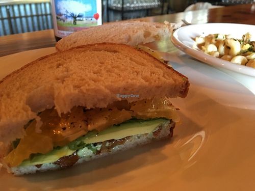 Heirloom tomatoe, avocado, aoli at Of Roots and Blooms - Pop-up in Portland