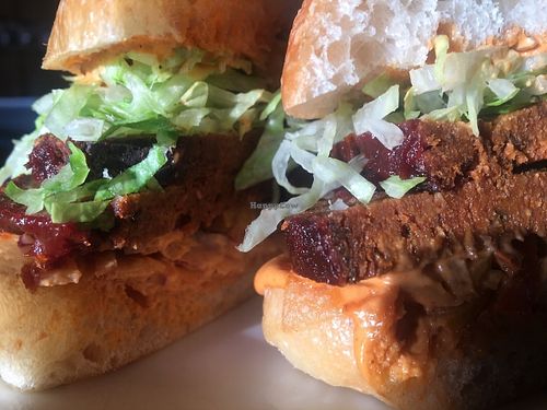 cold meatloaf sandwich with smoked chipotle tomatoe aioli at Of Roots and Blooms - Pop-up in Portland