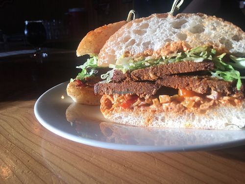 cold meatloaf sandwich with smoked chipotle tomatoe aioli at Of Roots and Blooms - Pop-up in Portland