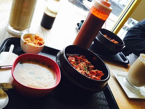 Miso, korean bbq tofu, kimchee at A Cup of Peace in Boulder