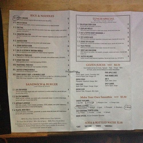 that's how I placed my to go order. by taking a menu and circling the items I want. I wanna circle it all! at Go Zen in New York City