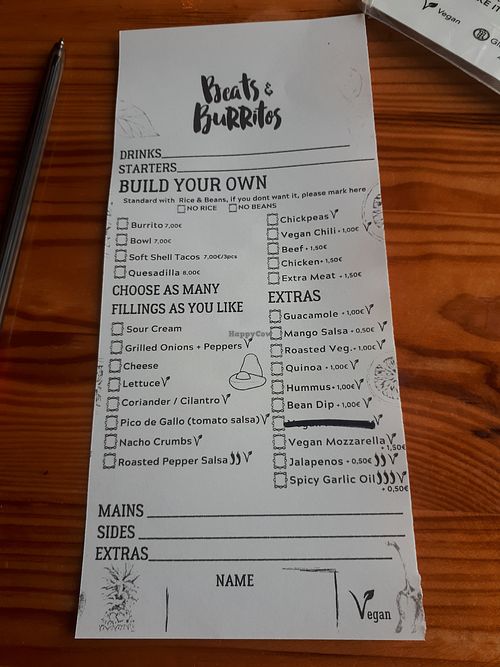 Menu at Beats & Burritos in Lagos
