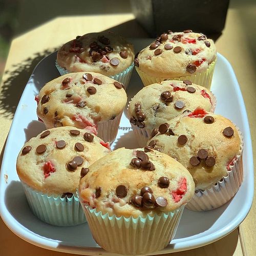 Vegan Strawberry Chocolate Chip Muffins at Jolly Beans Cafe in Henderson