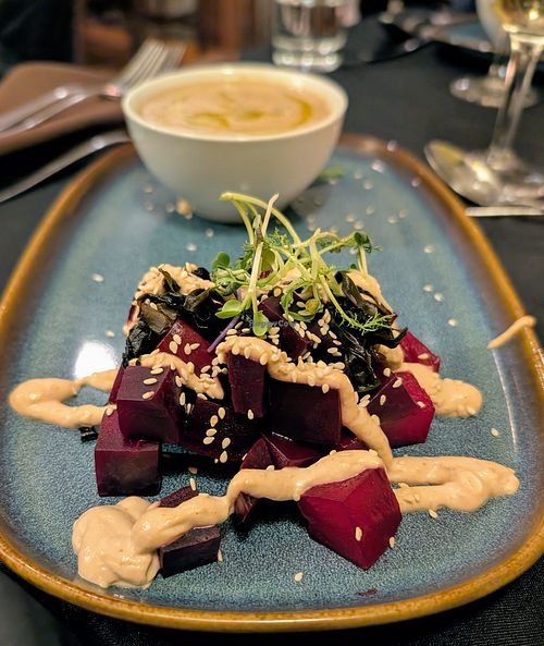 Potato chowder and roasted beets at Harvest Beat in Seattle