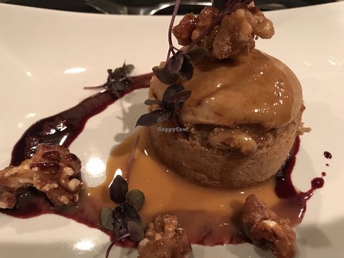 Gluten free dessert request - Asian pear cake with candied walnuts at Harvest Beat in Seattle