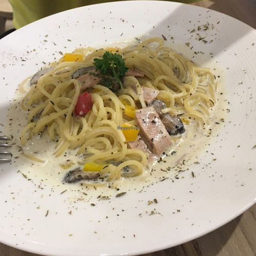 Soy Bacon Cream Spaghetti  at Saute in Central Singapore