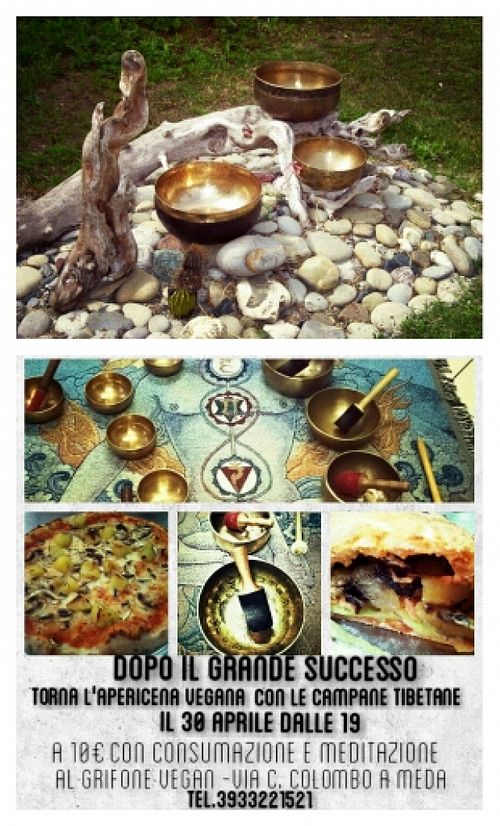 apericena con campane tibetane at Il Grifone Vegan in Meda