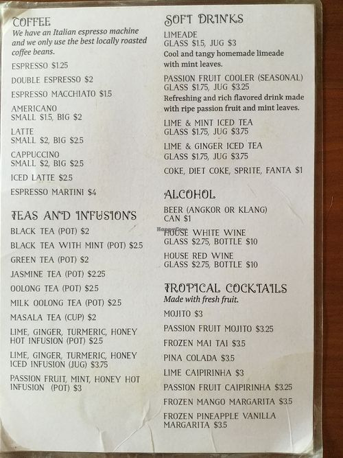 menu1.2 at Simple Things in Kampot