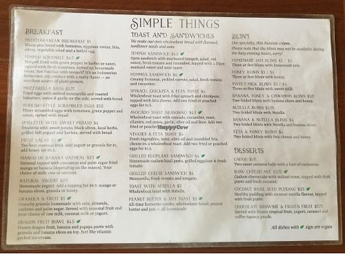 menu 2.2 at Simple Things in Kampot