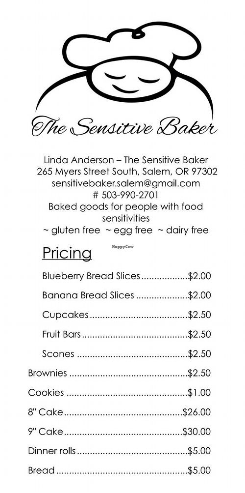 Menu  at The Sensitive Baker in Salem