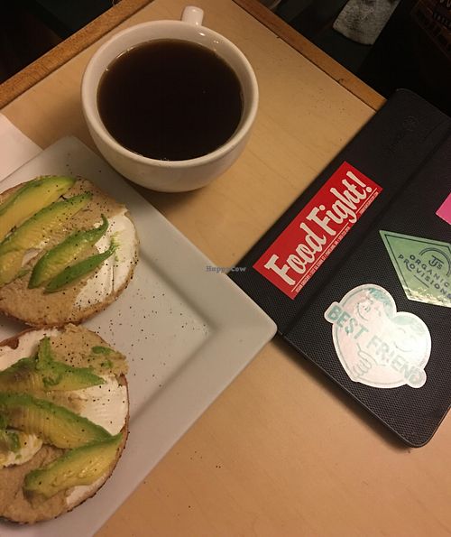 Bagel and coffee special at SE Grind in Portland