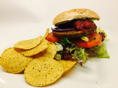 Super veg burger they easily make vegan at Kafe'n Madla Handelslag in Stavanger