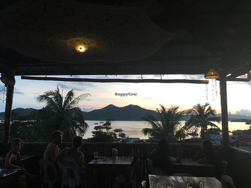 sunset view at Levine's Eatery in Coron