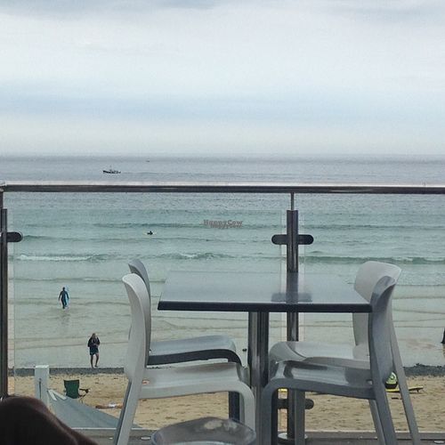 View from our alcove seating at Porthmeor Beach Cafe in St Ives