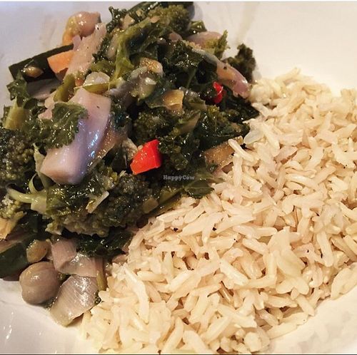 Thai green curry with brown rice.  at Gringos Vegan Kitchen in Newcastle Upon Tyne