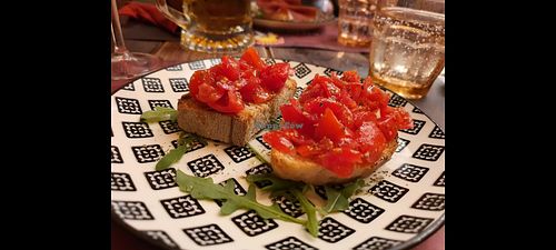 Bruschetta with tomatos at Rifugio Romano in Rome