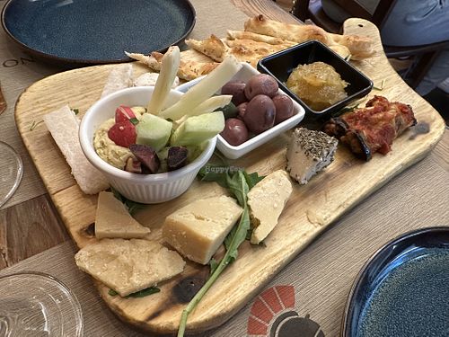 Antipasto misto with vegan cheeses  at Rifugio Romano in Rome