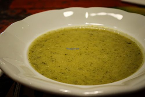 broccoli soup at Herbivore in Prague