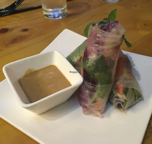 Rainbow rolls with peanut sauce at Green Room in Shenzhen